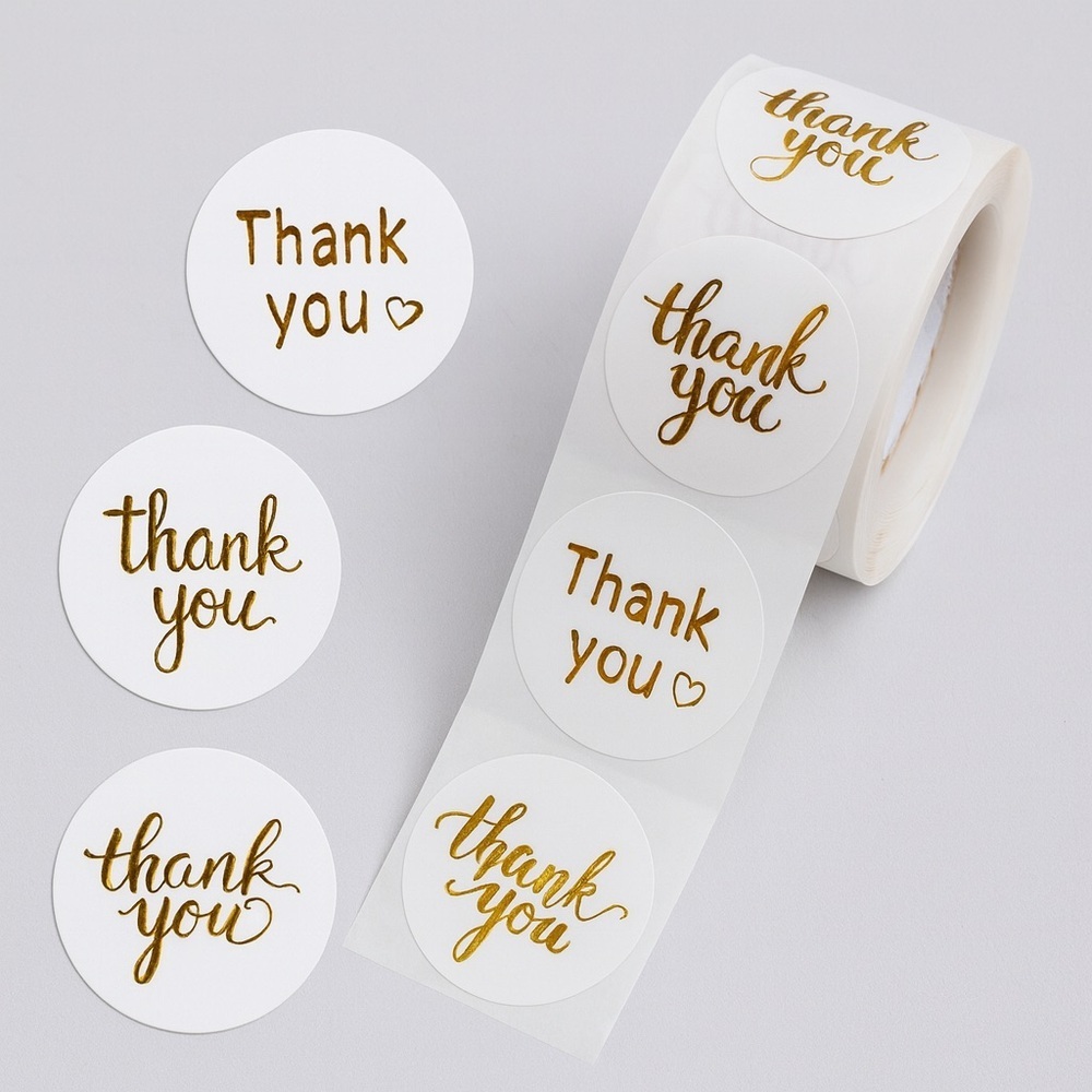thank you stickers Gold  (variety pack) 1in round | shipping supplies